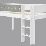 Letto semi elevato FLEXA White con scala dritta