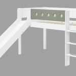 Letto semi elevato FLEXA White con scivolo e scala dritta
