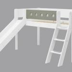 Letto semi elevato White con scivolo e scala inclinata