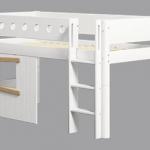Letto semi elevato FLEXA White con scala dritta