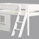 Letto semi elevato White con scala inclinata