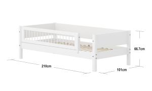 Letto singolo White con sponda di sicurezza - Dimesione 210cm - Colore Bianco - Dettaglio Crossbar