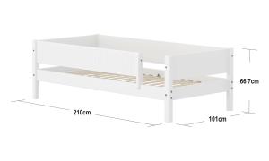 Letto singolo White con sponda di sicurezza - Dimesione 210cm - Colore Bianco - Dettaglio Grooves