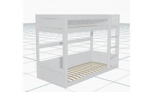Letto a castello Basso - Colore Bianco - Dettaglio Crossbar - Materasso misura 90 x 200