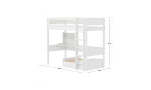 Letto sopra elevato Casa con modulo integrato scrivania “click on" - Dimesione 210cm - Colore Bianco - Dettaglio Crossbar